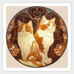 Two Cats - Art Nouveau Style Sticker